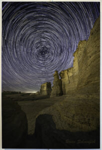 Moonlight Star Trails at Monument Rocks by Brian Schoenfish